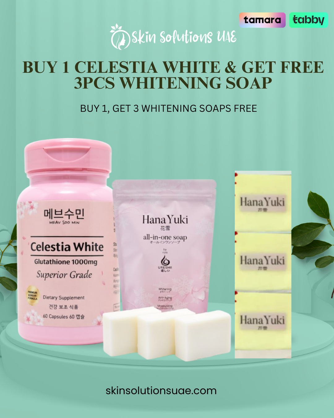 BUY 1 Celestia white & Get Free 3PCS Whitening Soap