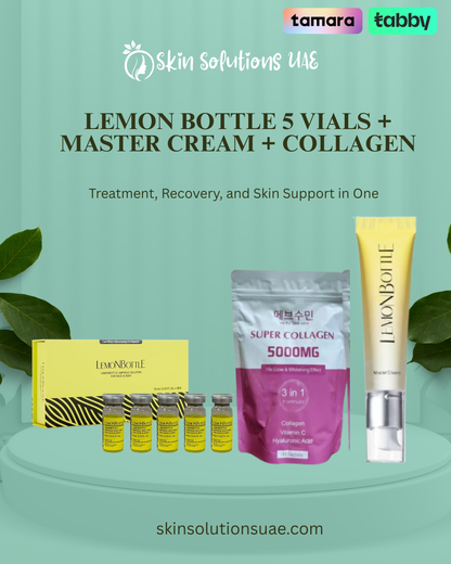 Lemon Bottle vials, master cream and collagen combo for skin treatment and recovery