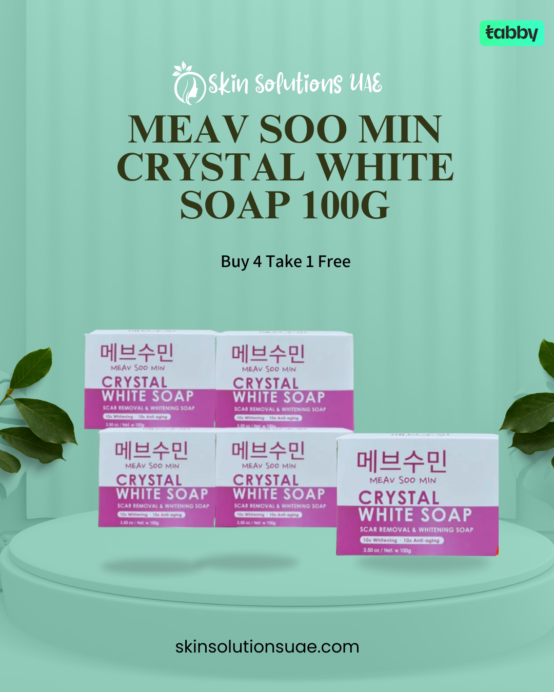 Meav Soo Min Crystal White Soap 100g , Buy 4 Take 1 Free