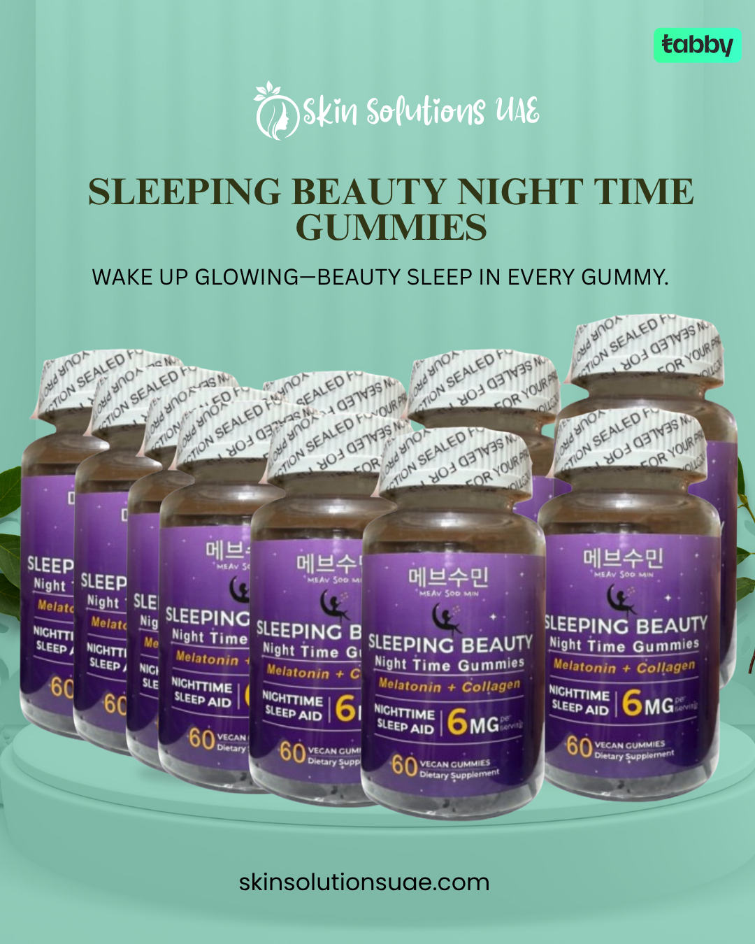 Sleeping beauty night time gummies 10 bottle pack supplement for sleep and skin glow