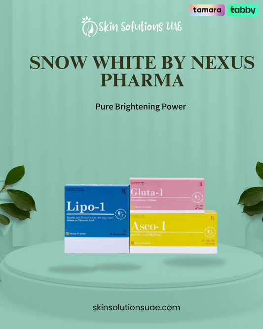 Snow White Nexus Pharma brightening kit with Gluta Lipo and Asco products