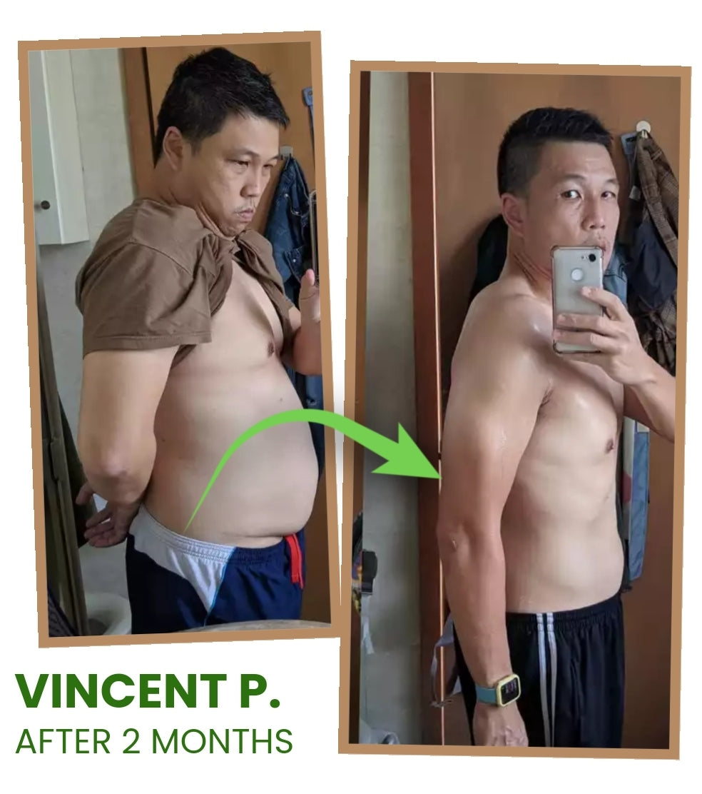 Vincent P before and after weight loss transformation results after 2 months